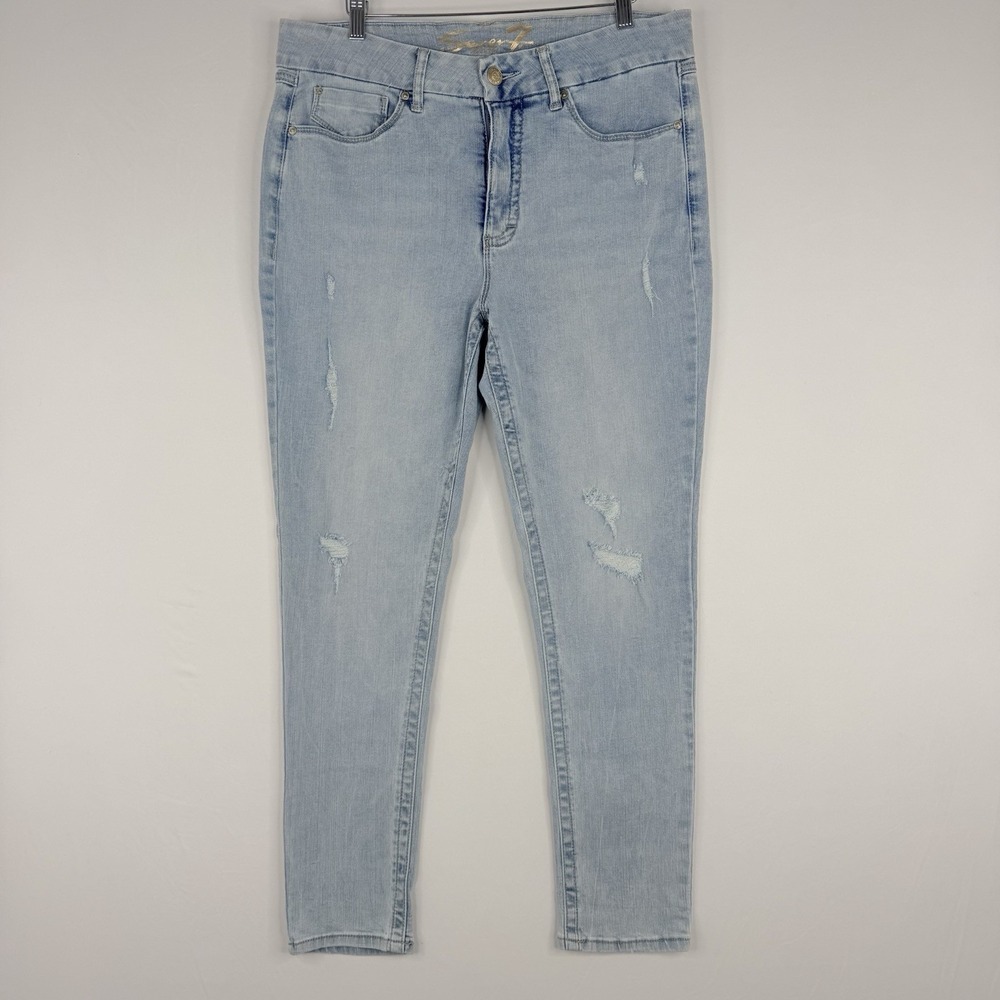 Seven7 Women's Tummy‎ Less High-Rise Skinny Stretch Denim Jeans SZ-14 35x29.5